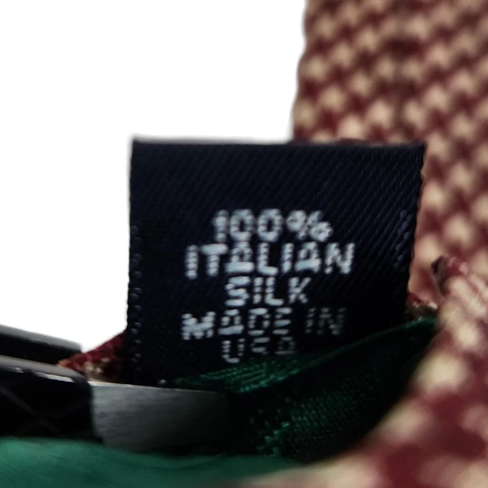 Tommy Hilfiger Vintage 90's 100% Silk Brown Burgandy Plaid Houndstooth Neck Tie